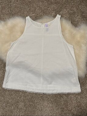 Alya Francesca’s White Sleeveless Fringe Cotton Blend Tank Top Size M